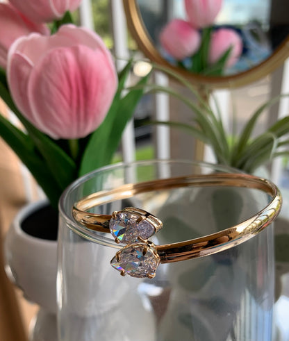 Dual CZ Teardrop Bangle