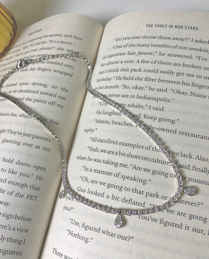 Dainty Tennis Necklace W CZ Stones