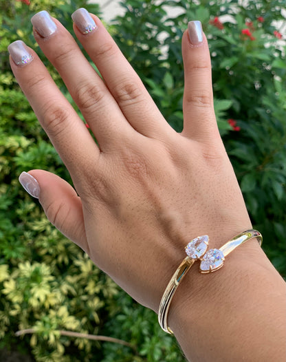 Dual CZ Teardrop Bangle