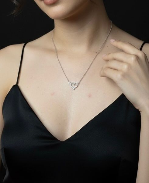 CZ silver Love Necklace